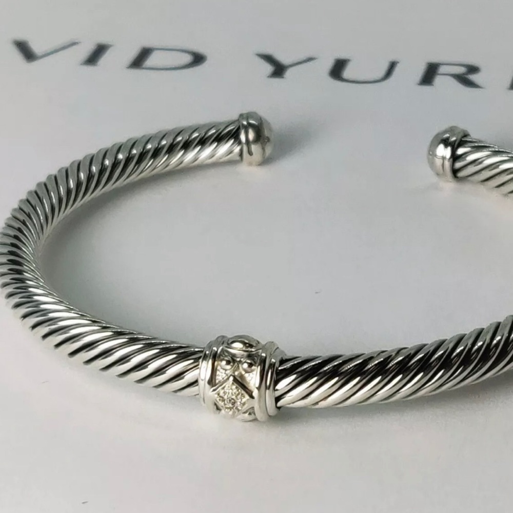 DAVID YURMAN 5mm Renaissance Bracelet w Diamonds